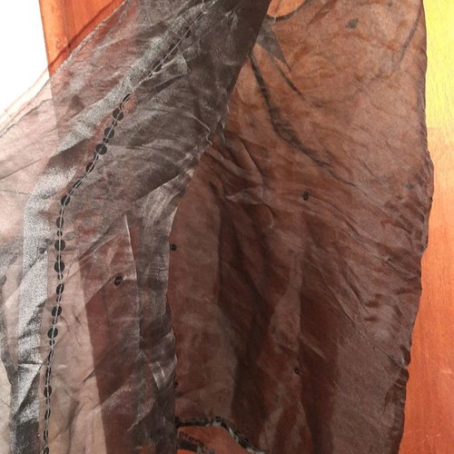 Scarf transparent black with rhinestones used