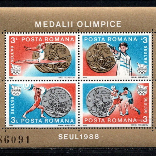 Romania 1988 Romanian Medals at the Seoul Olympic Games mint complete sealed set