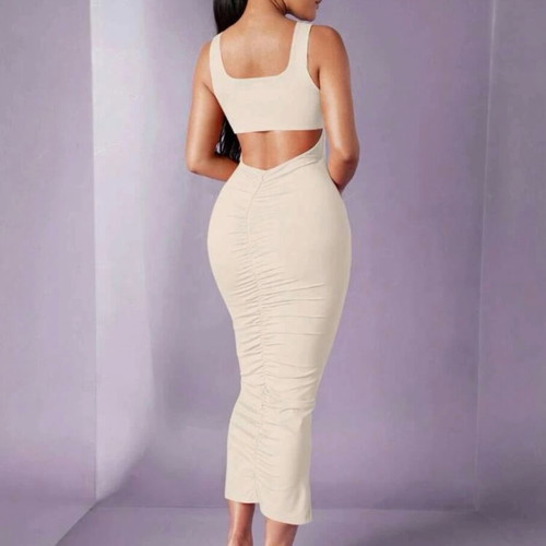 Beige bodycon dress new with tags, size XS