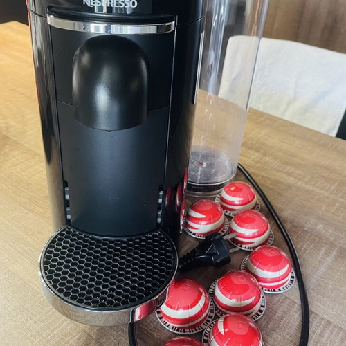 Nespresso Vertuo Plus Deluxe Black coffee machine with 8 capsules