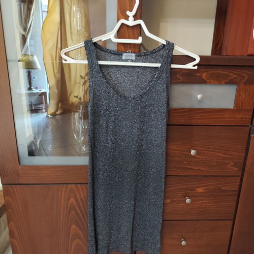 Long black blouse with silver thread like new, size S