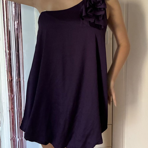 Forever 21 Y2K Purple One Shoulder Ruffle Bubble Dress Size M Like New
