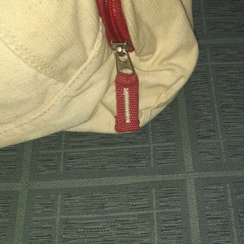 Polo shoulder bag beige with red details, new