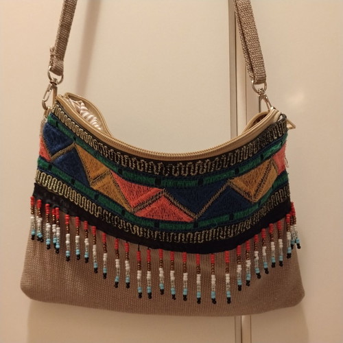 Ethnik Boheme shoulder bag like new, beige multicolor