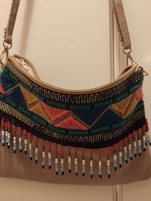 Ethnik Boheme shoulder bag like new, beige multicolor