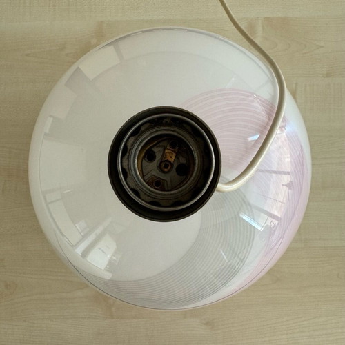 La Murrina table lamp white used with pink and gray vintage 80s details