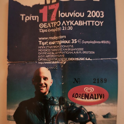 Moby concert ticket Lycabettus 2003 used