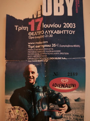 Moby concert ticket Lycabettus 2003 used