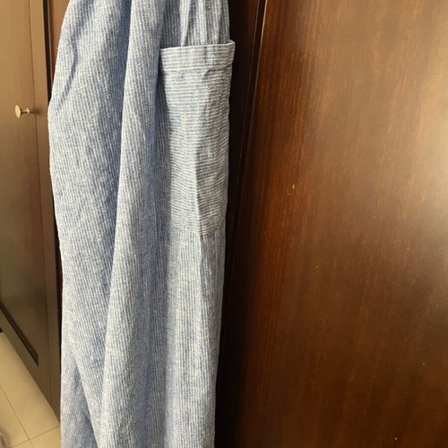 Mango dress like new, cotton with linen, backless, blue