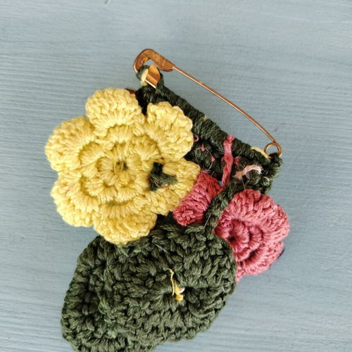 Handmade crocheted brooch