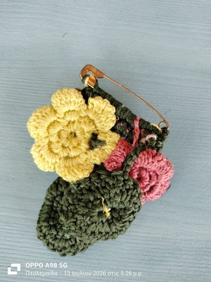 Handmade crocheted brooch