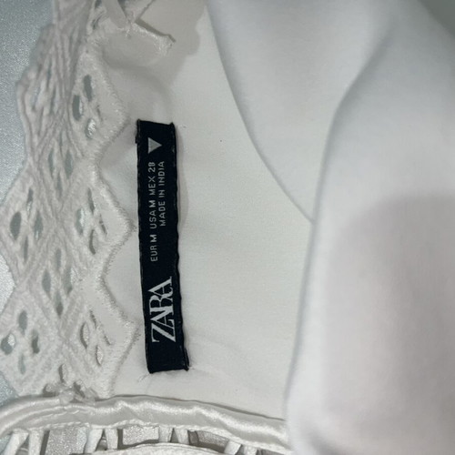 Zara satin summer dress white with lace size M like new
