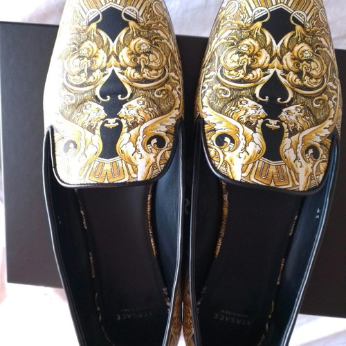 Versace leather women's shoes used size 41 black-gold