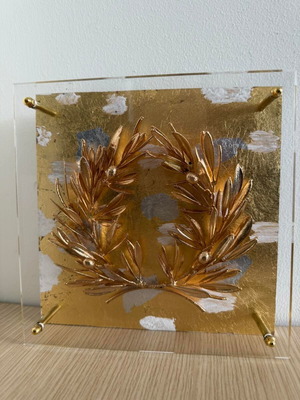 Zoulovits handmade olive wreath natural dipped in 24K gold new