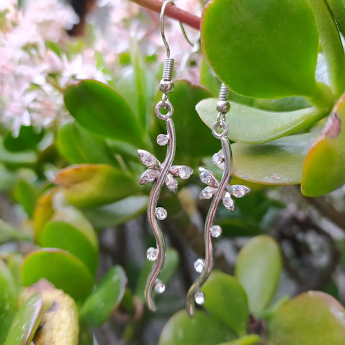Silver earrings used with stones