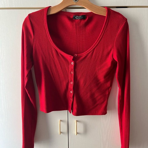 Bershka cardigan red thin used, size M