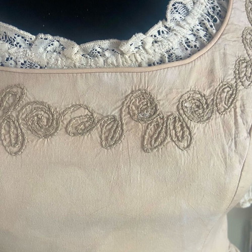 Vintage ecru doll-like dress like new with beige lace blouse
