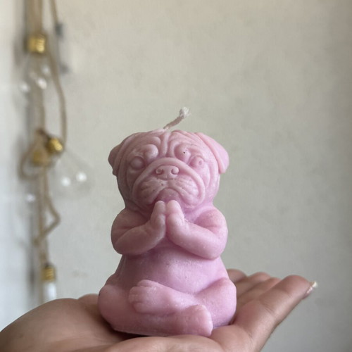 Handmade candle, dog shape, pink