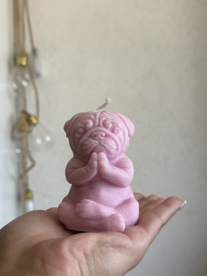 Handmade candle, dog shape, pink
