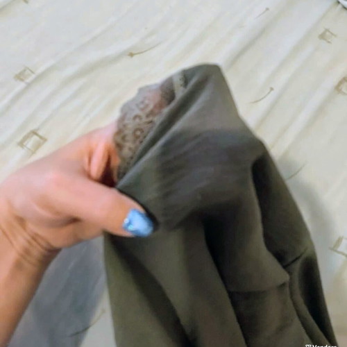 Women's khaki top blouse with lace straps and ruched back