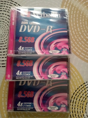 DVD-R Verbatim Dual Layer καινούργιο, πακέτο 3 τεμαχίων 8,5 GB