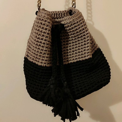 Women's shoulder bag new handmade black and beige