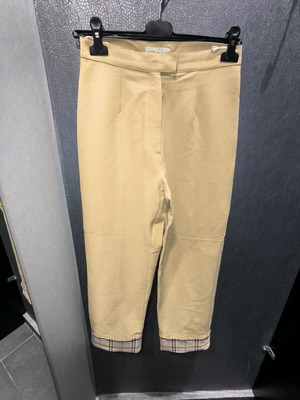 Beige pants with checkered cuffs like new, size S-M, Krima