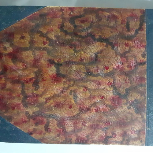 Old photo album with leather spine and embossed cover