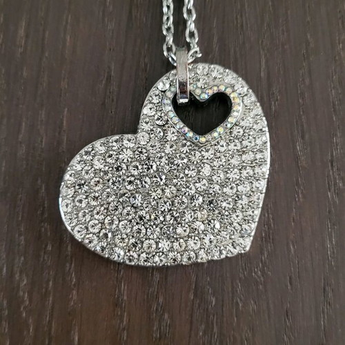Heart Necklace with Rhinestones silver, used, tally weijl