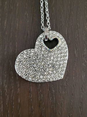 Heart Necklace with Rhinestones silver, used, tally weijl