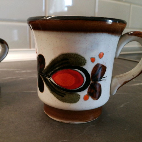 Hand-painted kitchen set used, 17 pieces, ceramic from Germany