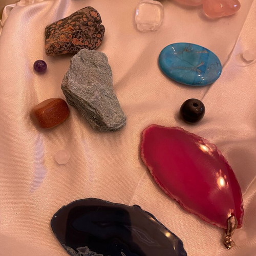 Collection of rocks and semi-precious stones like new with case