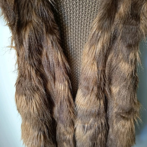 Stradivarius women's vest used with fur front and knitted back size M