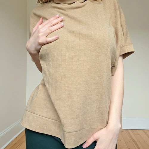 Zara camel knit oversized turtleneck top like new, beige