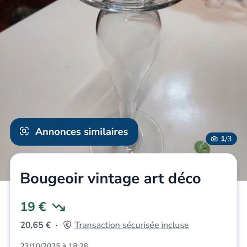 Glass vintage art deco candlestick new