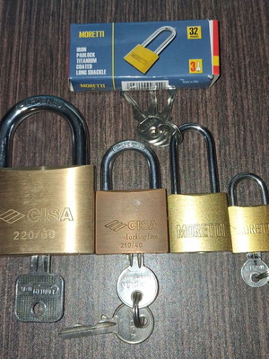Set of 4 Brass Padlocks CISA & Moretti with Keys