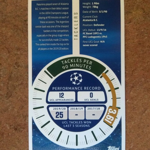 Topps UEFA Champions League 2020-2021 Card No11 José Luis Palomino new