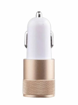 Metal car adapter gold with 2 USB ports new