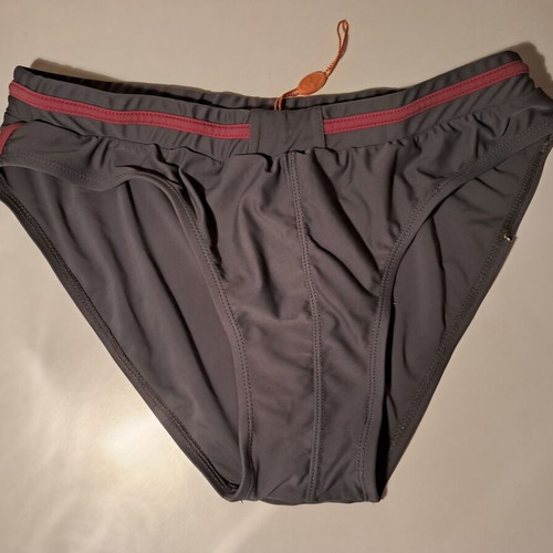 Lightning Bolt men's swim brief gray with burgundy pink details size M L like new