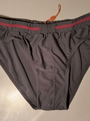 Lightning Bolt men's swim brief gray with burgundy pink details size M L like new