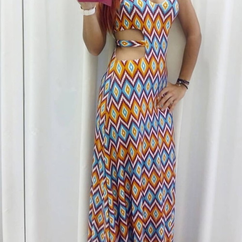 Maxi dress with front opening