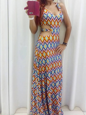 Maxi dress with front opening