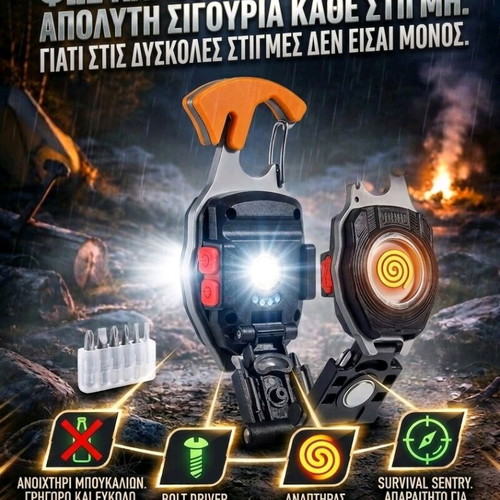 Survival ring flashlight multitool new, ultimate gadget