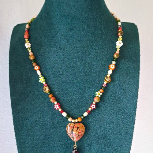 Midnight Garden handmade necklace new, multicolor