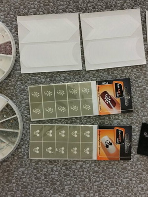 Nail stickers and strips like new, nail rhinestones manicure set