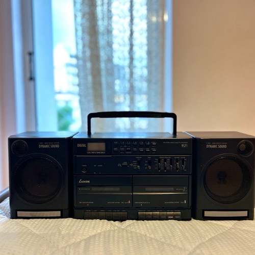 Double cassette player with detachable speakers used