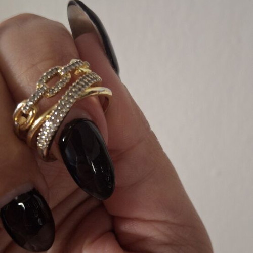 Steel ring in gold color with adjustable opening