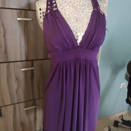 Veloudakis purple midi dress, used, backless