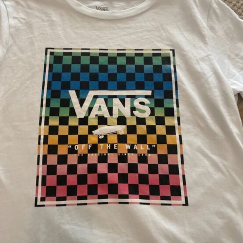 Vans shirt like new, kids size L, white multicolor