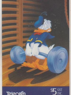 New Zealand Disney Donald Duck Weightlifting Phonecard, 11,850 print run
